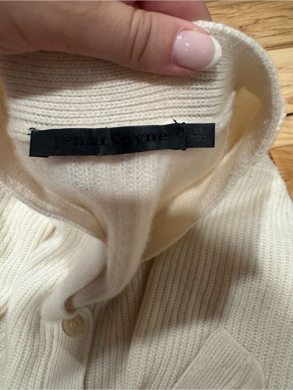 Jenni Kayne Cream Ribbed Button-Front Cardigan - Picture 3 of 3